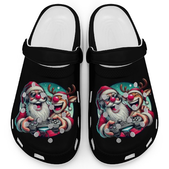 Funny Christmas Duo: Santa & Rudolph Gaming Clogs