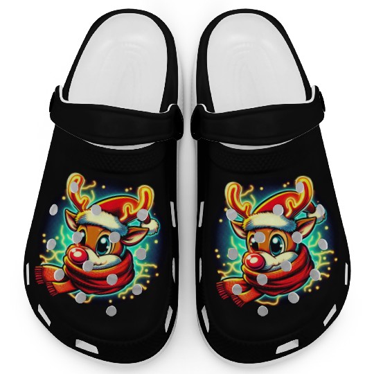 Funny Christmas Rudolph: Glowing Neon Santa Scarf Clogs