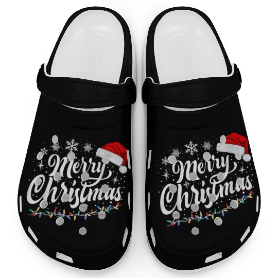 Lights Red Santa Hat Xmas Family Men Women Clogs