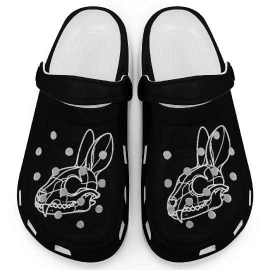 Minimalistic Vector Rabbit Skull Kids Drawing Clogs