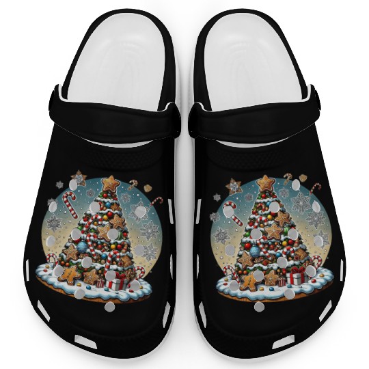 Gingerbread Candy Cane Christmas Tree Clogs