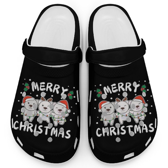 Merry Christmas Cute Polar Bear Festive Lights Clogs