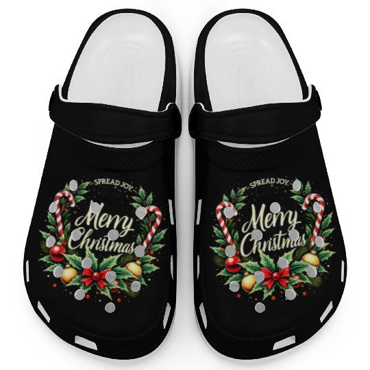 Spread Joy - Festive Merry Christmas Wreath Clogs
