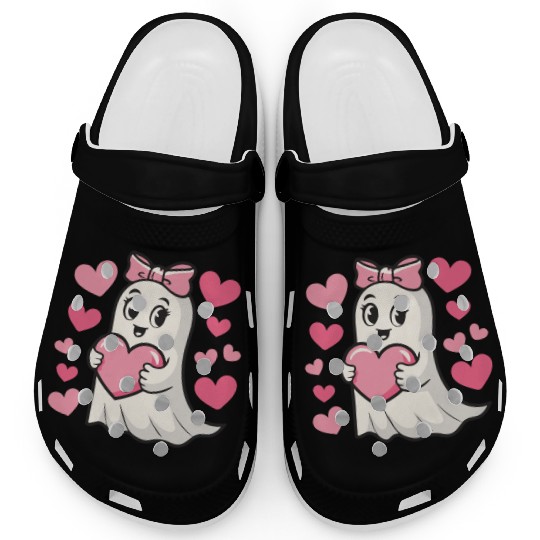 Ghost Heart, Valentines Day, Retro Valentines Clogs