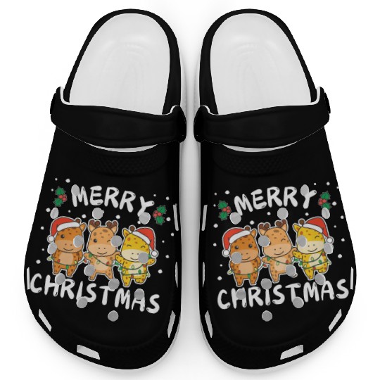 Merry Christmas Cute Giraffe Festive Lights Clogs