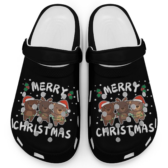 Merry Christmas Cute Bear Festive Lights Bear Clogs