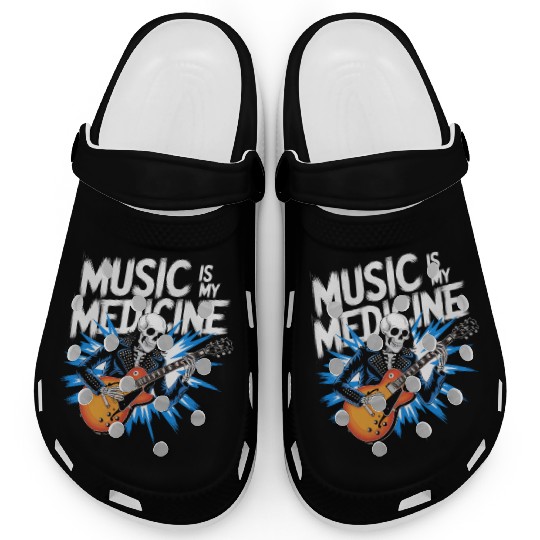 Skeleton Guitar Player Bones Guitarist Musician Clogs