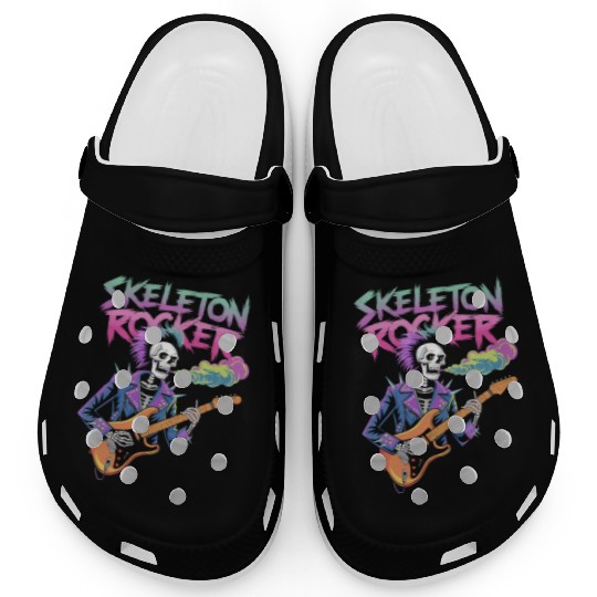 Skeleton Guitar Player Bones Guitarist Musician Clogs