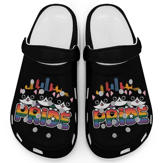 Pride of Houston City Texas USA Rainbow Flag Clogs