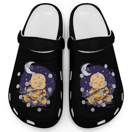 Sleepy Baby Buddha with Moon and Stars Clogs