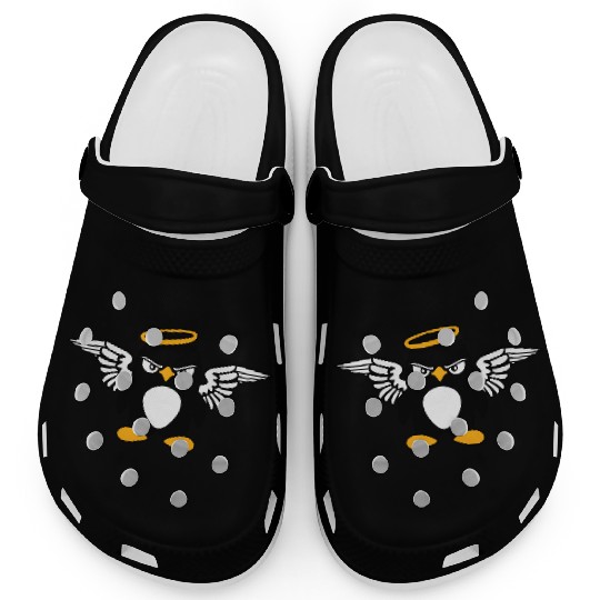 Evil Penguin Angel Wings Halo Holy Heaven Bad Mood Clogs