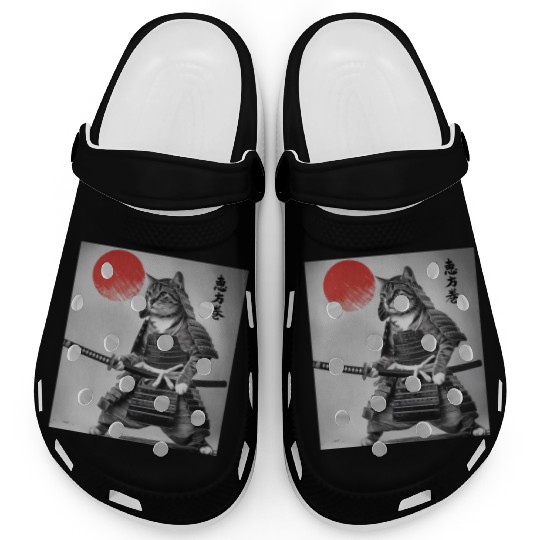 Kawaii Japanese Samurai Cat Vintage Japanese Cat Clogs