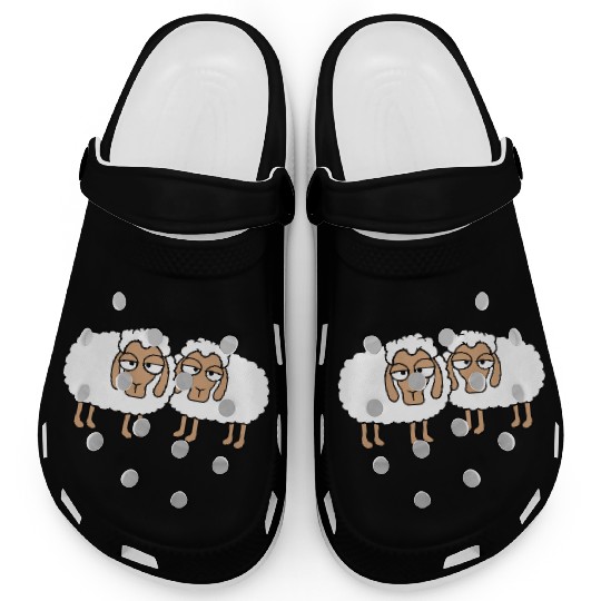 2 Sheep Tired Bored Look Team Sweet Crew Friends Clogs