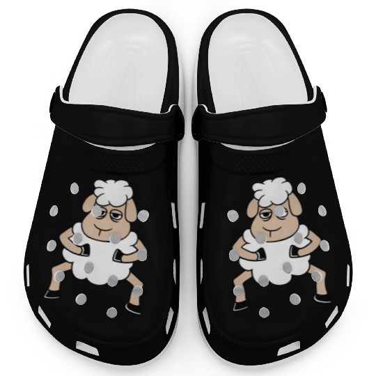 Sheep Tired Bored Look Standing Cute Cool Cartoon Clogs