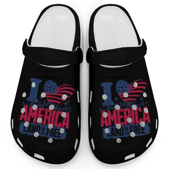 Patriotic "I Love America" Clogs