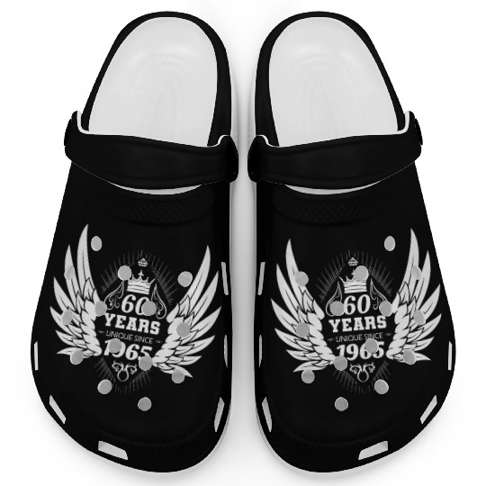 60 Years Unique Angel Wings Crown Clogs