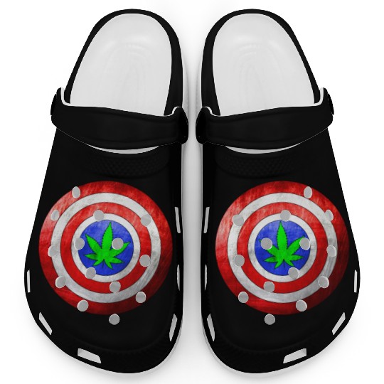 Captain Cannabis Shield Red White Blue and Green Clogs