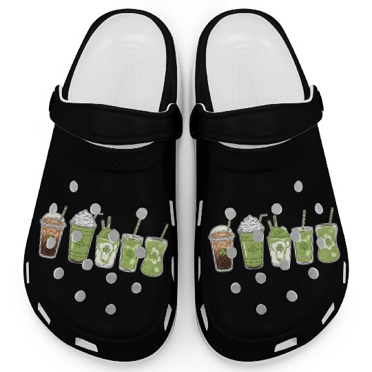 Coffee Latte Green Cute Irish St Patrick's Day Clogs
