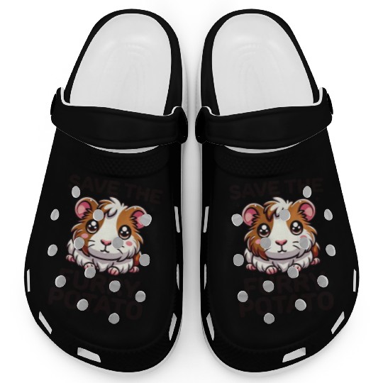Save the Furry Potato Funny Guinea Pig Cute Kawaii Clogs