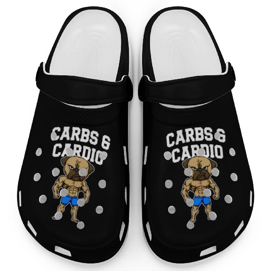 Carbs and Cardio Fitness Workout Health Gym Funny Clogs