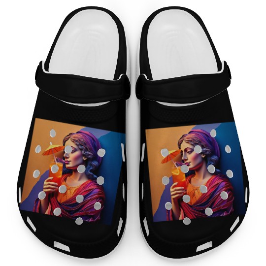3D Artistic Lady with Tropical Drink in Vibrant Clogs