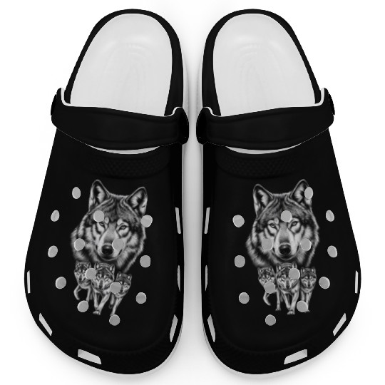 Wolf Clogs, Wolf Lover Clogs, Wolf Moon Clogs, Wol