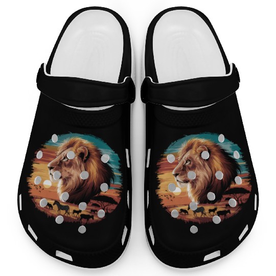 Majestic African Lion Safari Adventure Clogs