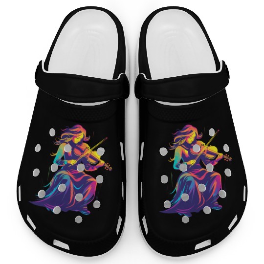 Violin Girl Retrowave Clogs