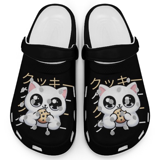 Cute Cat Japanese Kawaii Anime Cat with Cookie Clogs