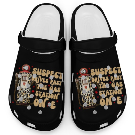 Funny Gas Station Leopard Print Design Clogs
