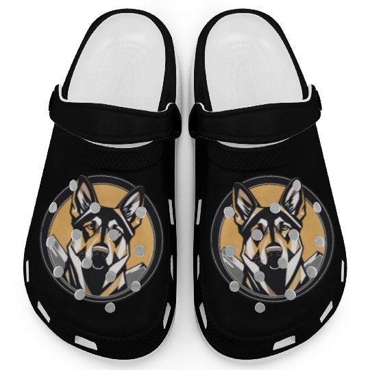 German Shepherd in Nature Clogs