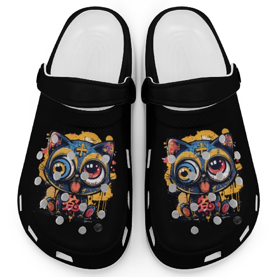 Psycho Lucky Cat – Glitch Meow Madness Clogs