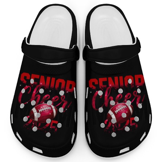 Red Senior Cheer Mom 2025 Football Design Mom Life Clogs