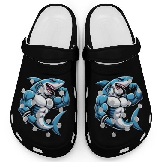 Muscular Shark women - Cool Cartoon Design Clogs