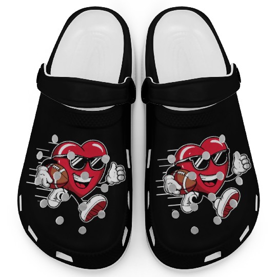 Valentines Day Heart Playing Football Boys Girls Clogs