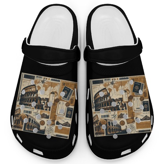 Vintage Travel Collage - Rome Clogs
