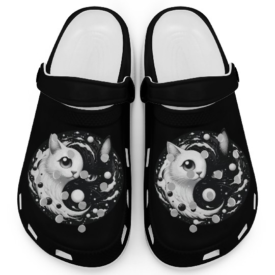 Ying and Yang Cats Asian Meditation Gift Idea Clogs