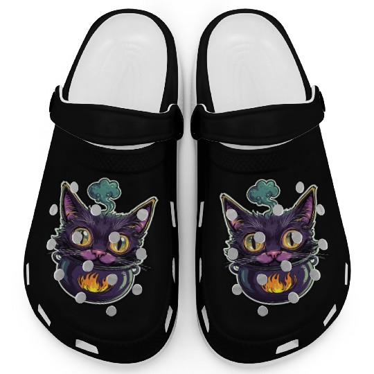 Cat Boiler Cat Witch Halloween Clogs