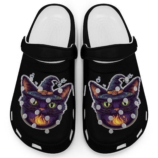 Cat Boiler Cat Witch Halloween Clogs