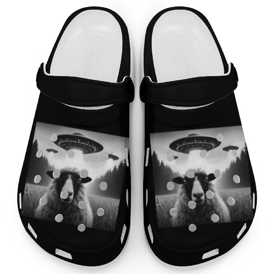 Sheep ram, lamb Funny Graphic Selfie with UFOs Wei Clogs