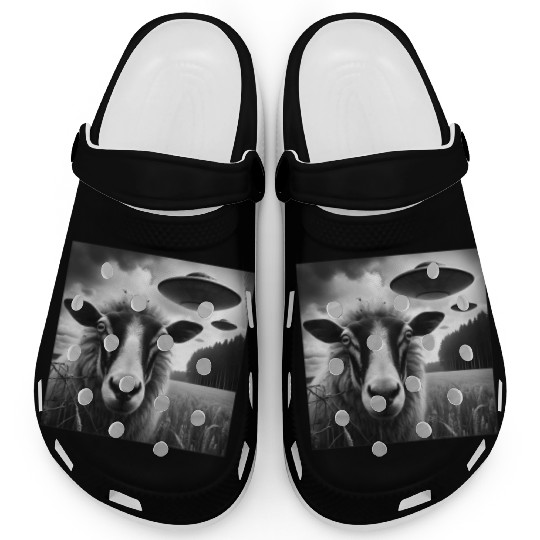 Sheep ram2, lamb Funny Graphic Selfie with UFOs We Clogs
