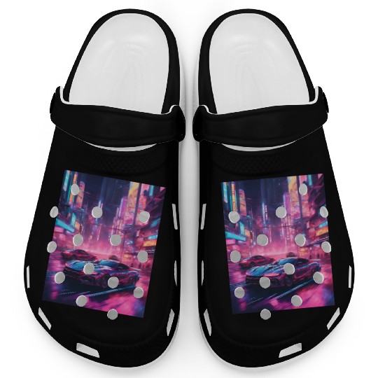 Street racers in downtown Tokyo Vaporwave Clogs