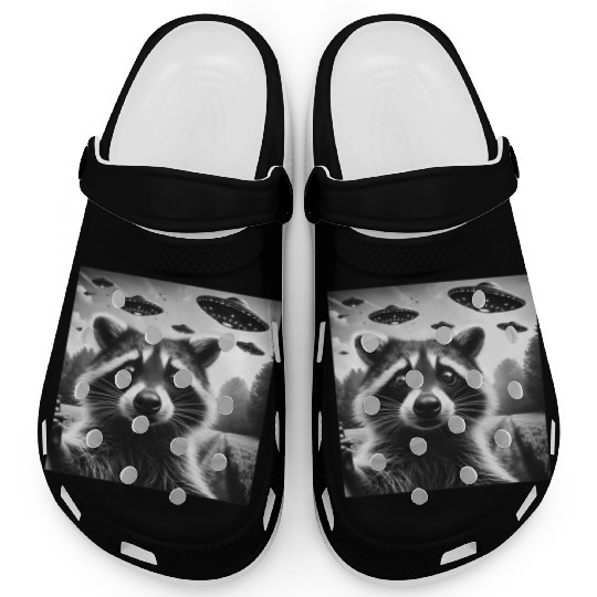 Racoon trash panda Funny Graphic Selfie UFOs Weir Clogs