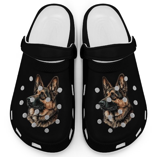 Serious Face German Shepherd Dog Head Clogs
