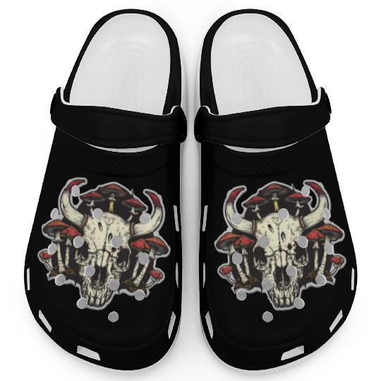 Skull Mushrooms Natural Motif Clogs