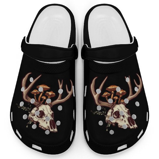 Skull Mushrooms Natural Motif Clogs