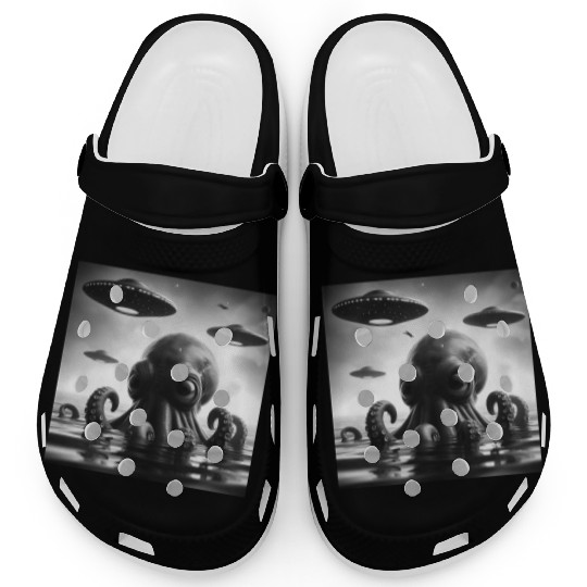 Octopus 2squid Funny Graphic Selfie with UFOs Weir Clogs