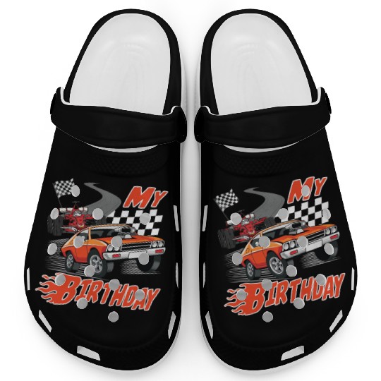 Fun My Birthday Race Car Boys Girls Youth Men Clogs