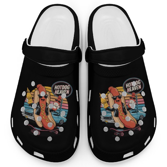 Funny Hot Dog Heaven Fast Food Skateboard Skater Clogs