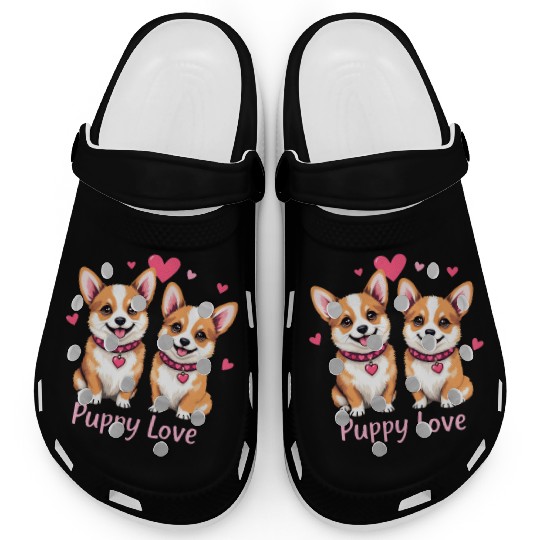 Valentines Day - Puppy Love Corgi dog Clogs